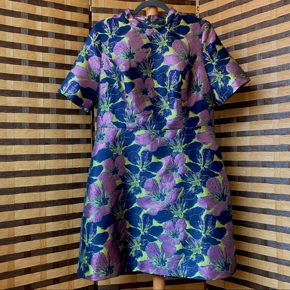 ASOS Metallic Jacquard Mock-Neck Dress